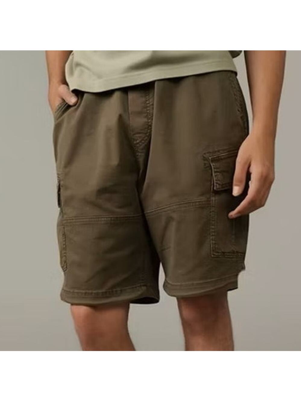 American Eagle AE Flex Parachute Shorts Cargo Pockets Olive Green Mens Size S